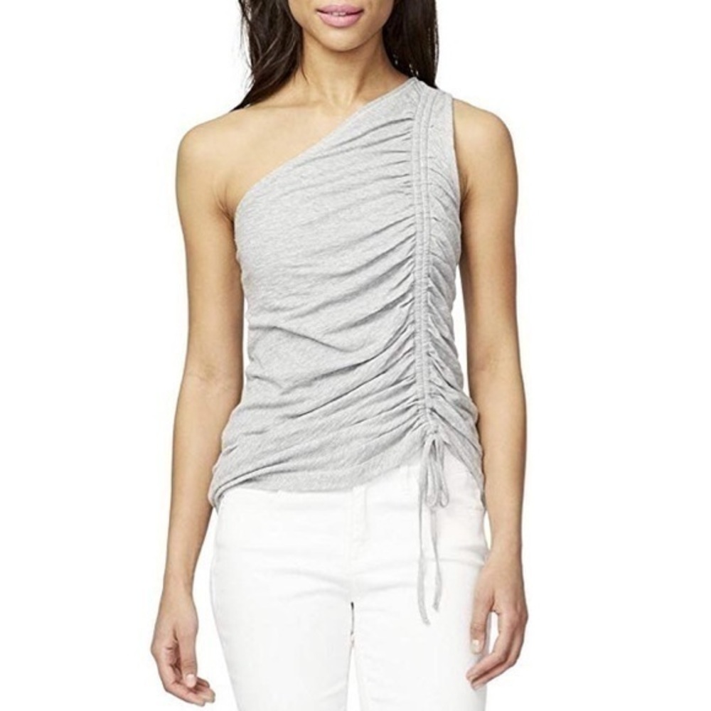 Rachel Roy Womens Ruched One Shoulder Blouse Grey